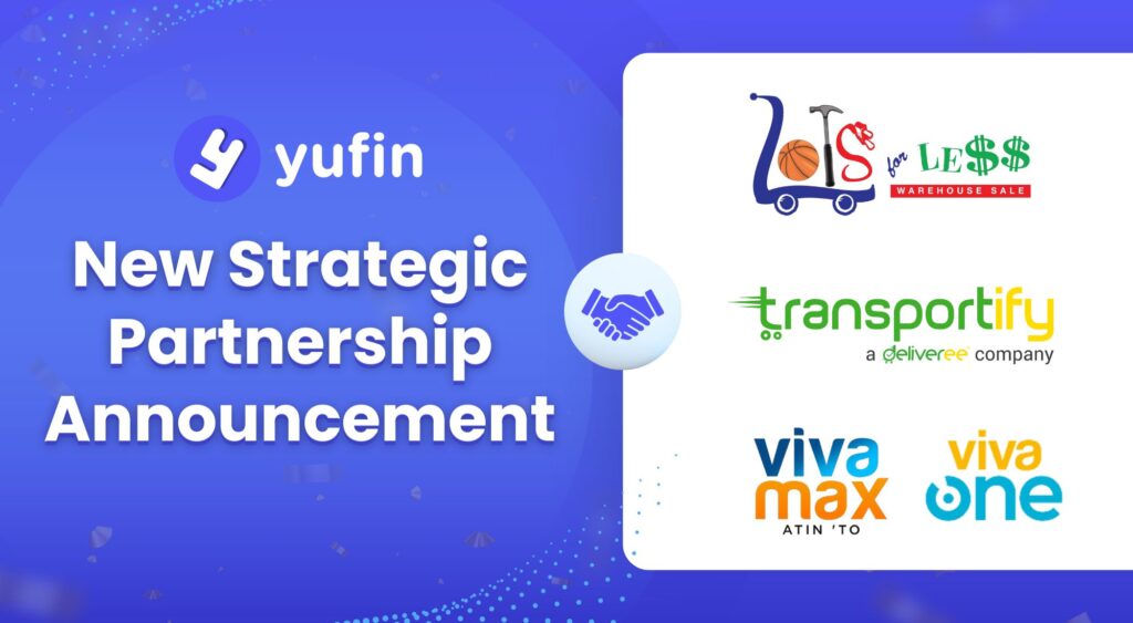 An illustration showing the yufin logo with text "New Strategic Partnership Announcement".