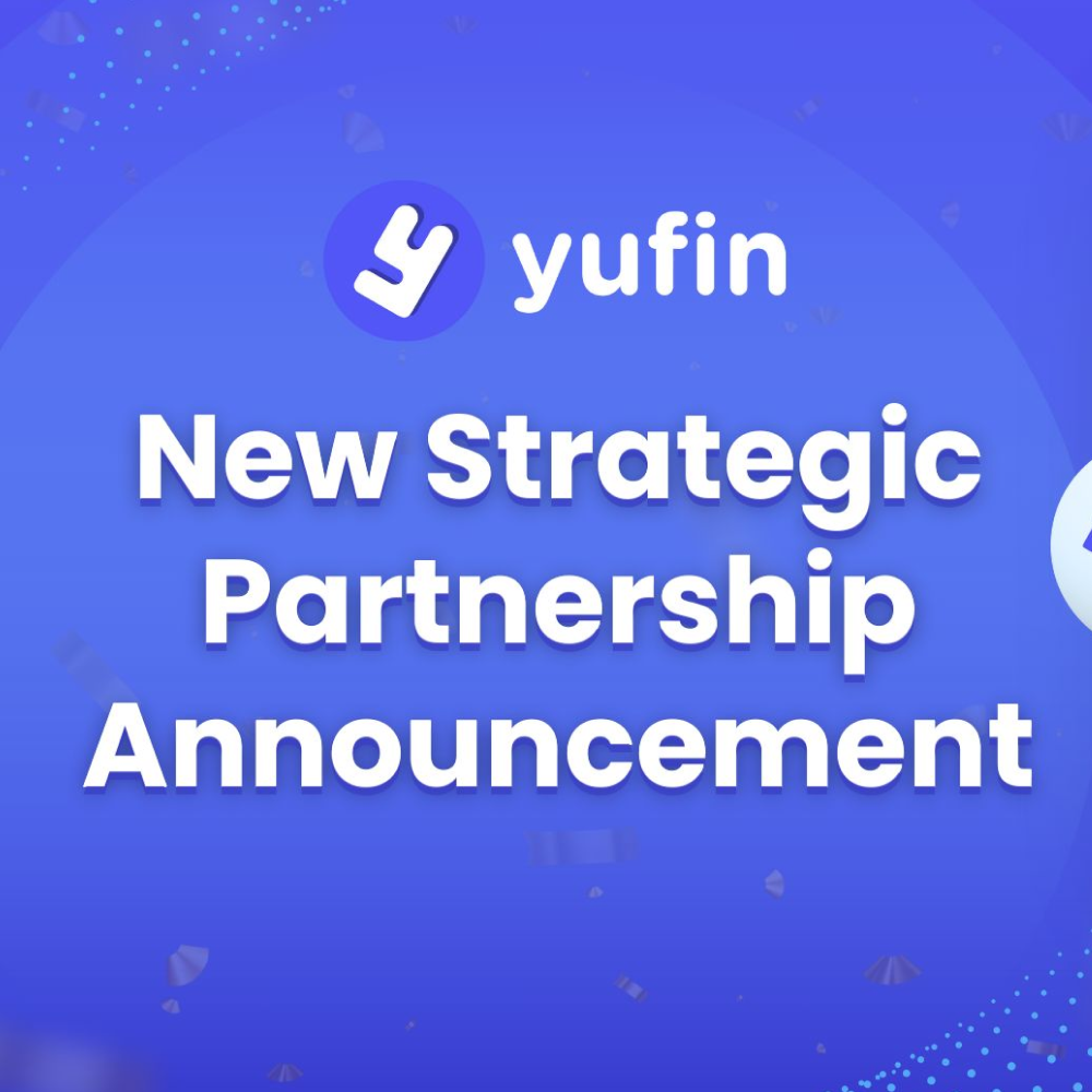 An illustration showing the yufin logo with text "New Strategic Partnership Announcement".