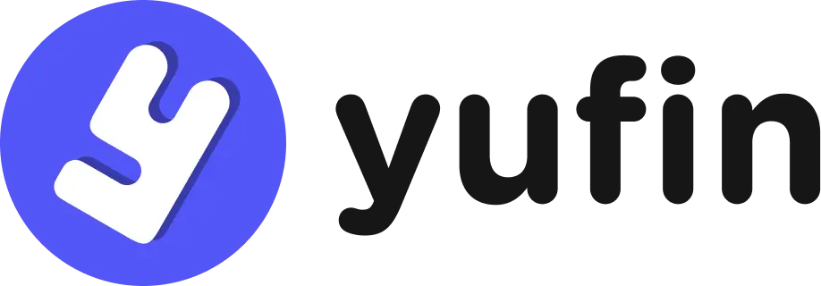 Logotype of yufin in black text