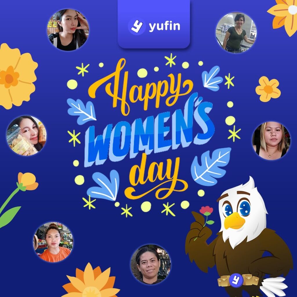 An illustration for Women's Day featuring photos of female yufin users.